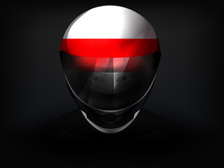 Wall Mural - Polish racer with flag on helmet vector closeup