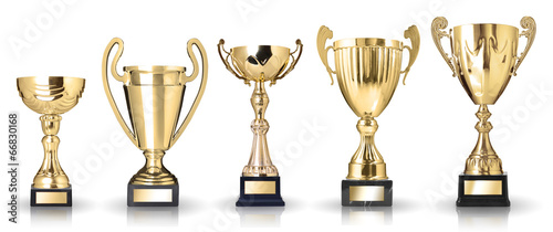 Fotomural Set of golden trophies. Isolated on white background
