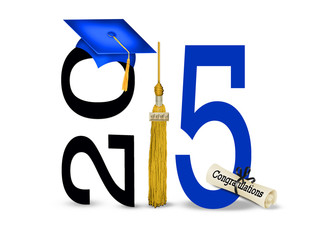 Canvas Print - blue graduation cap for class of 2015