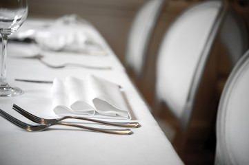 Restaurant Dinner white place setting