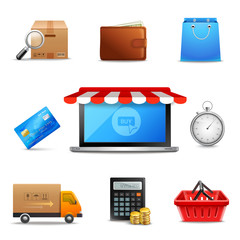 Poster - Realistic online shopping icons