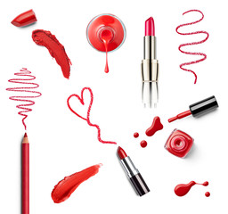 Wall Mural - make up beauty lipstick nail polish liquid powder mascara pencil