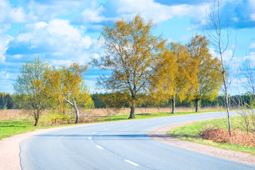 turn highway in a rural location in summer