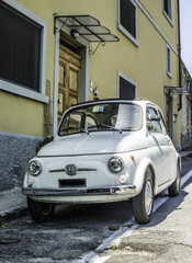 Wall Mural - White small vintage Fiat Abarth