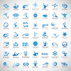 Water And Drop Icons Set - Isolated On Gray Background