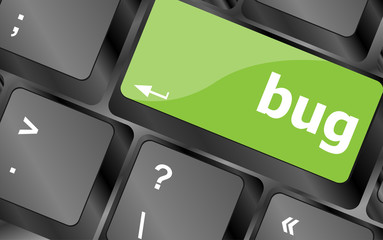 Poster - Computer keyboard with bug key. business concept
