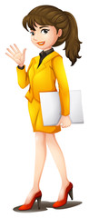 Sticker - A confident woman wearing a yellow uniform