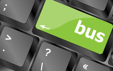Poster - bus word icon on laptop keyboard keys