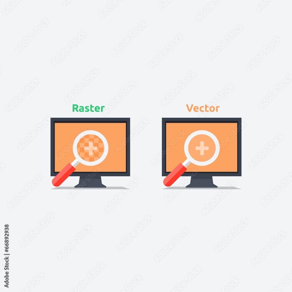 Vector de Stock Difference between vector and raster format | Adobe Stock