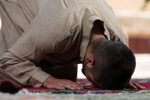 Muslim Man Praying At Mosque