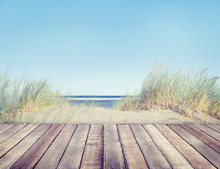 Beach And Wooden Plank