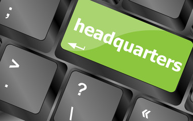 Poster - headquarters word on computer pc keyboard key