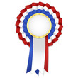 Tricolor rosette with blue, white and red ribbon