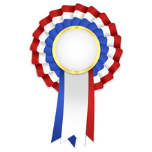Tricolor Rosette With Blue, White And Red Ribbon