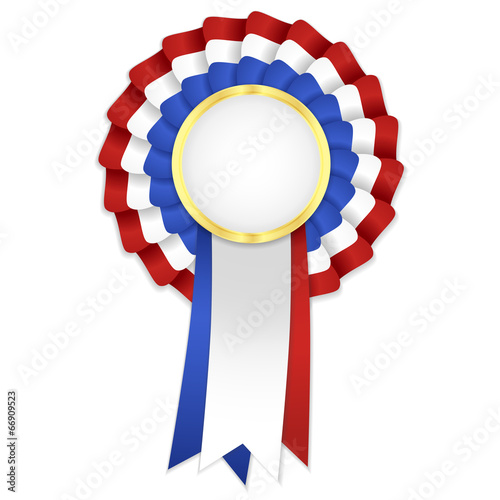 Fotomural Tricolor rosette with blue, white and red ribbon