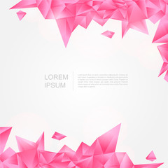 Pink crystal background in polygon and abstract style