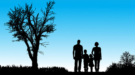 Sticker - Vector silhouette of family.