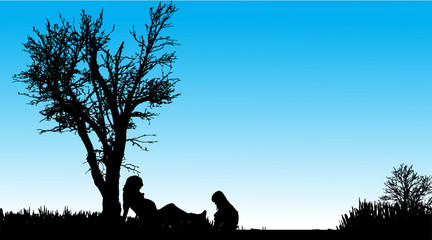 Poster - Vector silhouette of family.