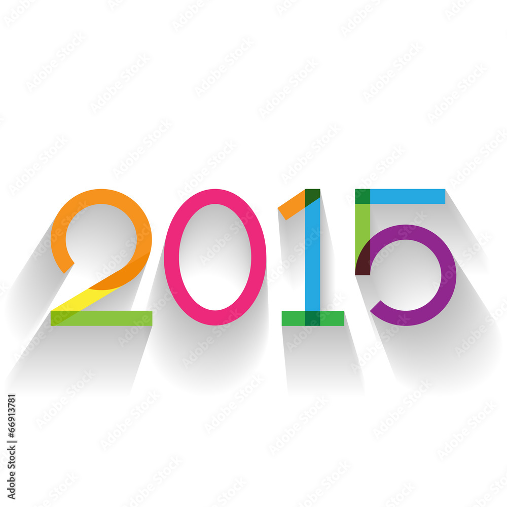 Creative text 2015 in flat design - obrazy, fototapety, plakaty 