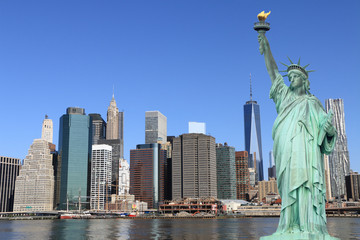 Manhattan Skyline and The Statue of Liberty