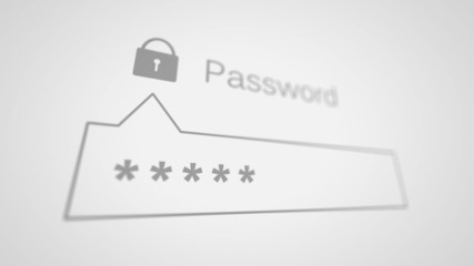 Poster - typing password on computer. shallow depth of field.