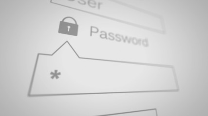 Poster - typing password on login page. shallow depth of field.