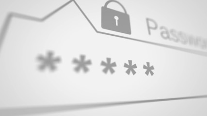 Poster - typing password on computer. shallow depth of field.