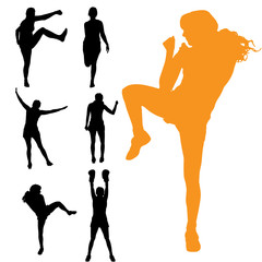 Wall Mural - Vector silhouettes of woman.