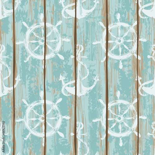 Naklejka - mata magnetyczna na lodówkę Boards of ship deck seamless pattern