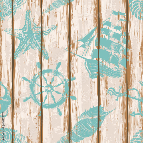 Naklejka - mata magnetyczna na lodówkę Boards of ship deck seamless pattern