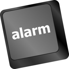 Poster - alarm button on a black computer keyboard