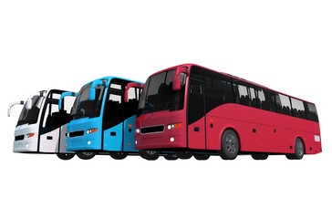 Wall Mural - buses fleet isolated