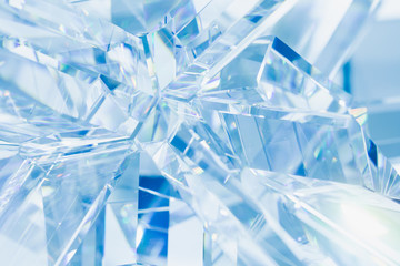 abstract blue background of crystal refractions