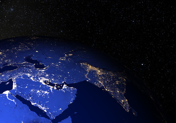 Wall Mural - The Earth from space at night. Middle East.