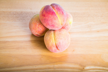 Peaches on Wood Table