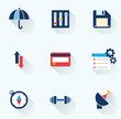 Set of flat icons with long shadows. Vector illustration
