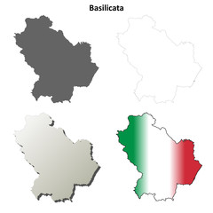  Basilicata blank detailed outline map set
