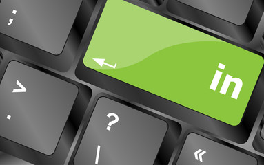 Fototapete - in button on keyboard - business concept