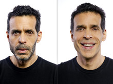 Portrait Of A Man Before And After Being Groomed