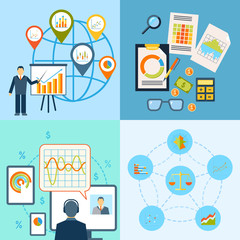 Wall Mural - Business chart icon flat composition