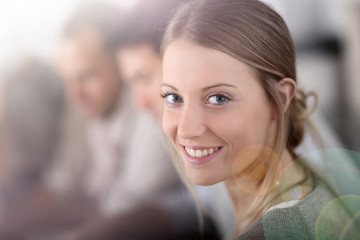 Fototapete - Portrait of beautiful blond girl in class