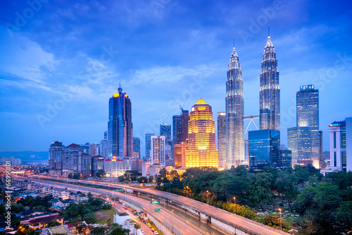 Night view of Kuala Lumpur skyline. Wallpaper Mural