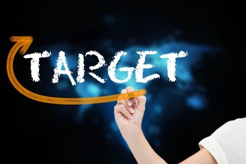 Poster - Businesswoman writing the word target