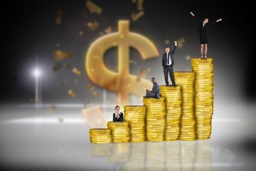 Poster - Composite image of business people on pile of coins