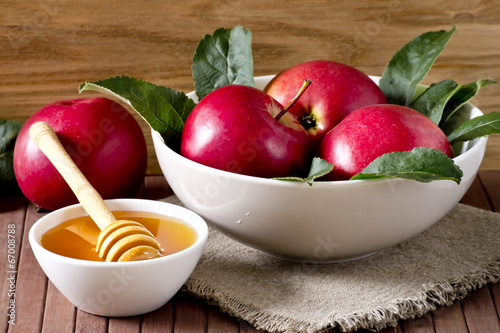 Naklejka - mata magnetyczna na lodówkę Still life with apples and honey