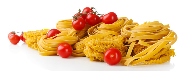 Sticker - Raw homemade pasta and tomatoes, isolated on white