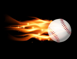 Canvas Print - Flaming Baseball Illustration