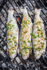 Wall Mural - Grilled fish with lemon and spices