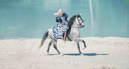 Wall Mural - Pretty elegant lady on the horse