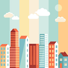 Poster - Vector city illustration in flat simple style